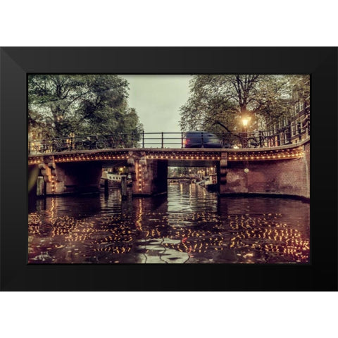 An Amterdam Bridge Black Modern Wood Framed Art Print by Kostka, Vladimir