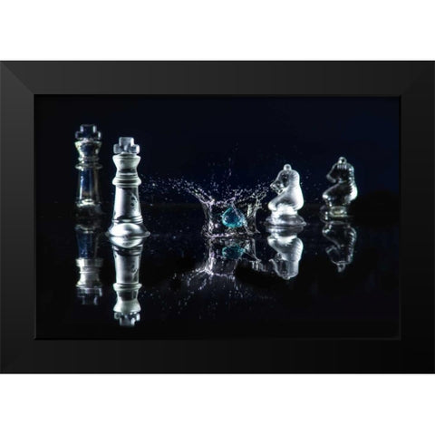 Chess Splash 1 Black Modern Wood Framed Art Print by Kostka, Vladimir