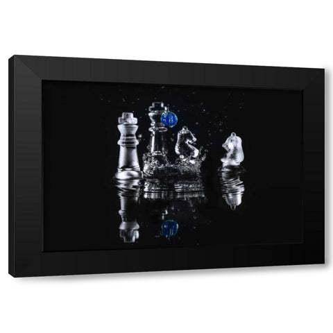Chess Splash 2 Black Modern Wood Framed Art Print by Kostka, Vladimir