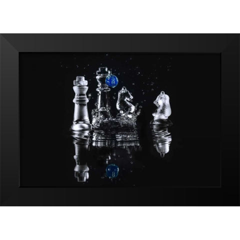 Chess Splash 2 Black Modern Wood Framed Art Print by Kostka, Vladimir