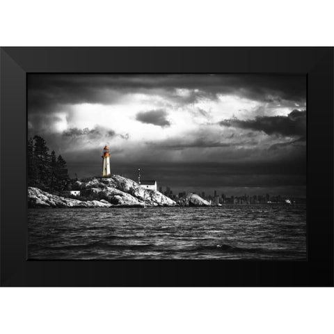 Lighthouse Black Modern Wood Framed Art Print by Kostka, Vladimir