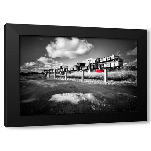 Post Office Boxes Black Modern Wood Framed Art Print with Double Matting by Kostka, Vladimir