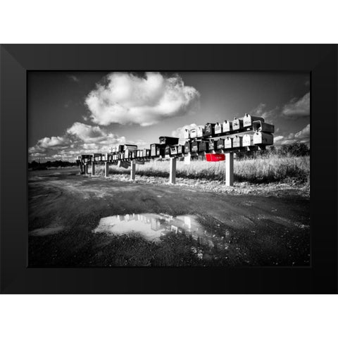 Post Office Boxes Black Modern Wood Framed Art Print by Kostka, Vladimir