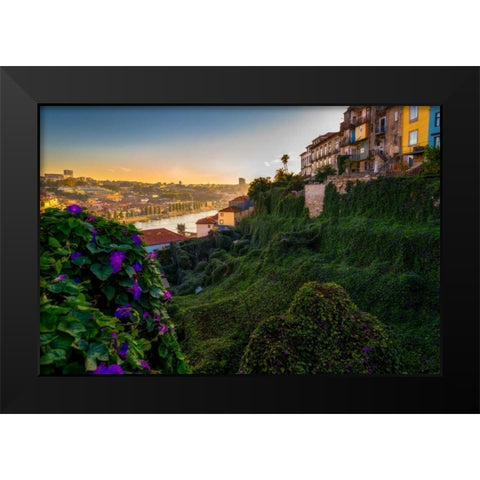 Porto Portugal Gardens Black Modern Wood Framed Art Print by Kostka, Vladimir