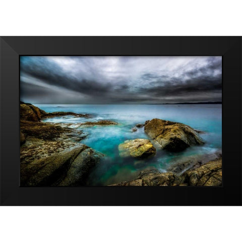 Golden Shores Black Modern Wood Framed Art Print by Kostka, Vladimir