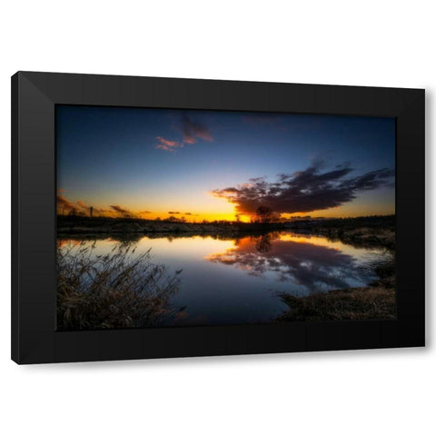 Butterfly View Black Modern Wood Framed Art Print with Double Matting by Kostka, Vladimir