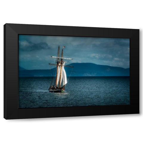 Sailing Away Black Modern Wood Framed Art Print by Kostka, Vladimir