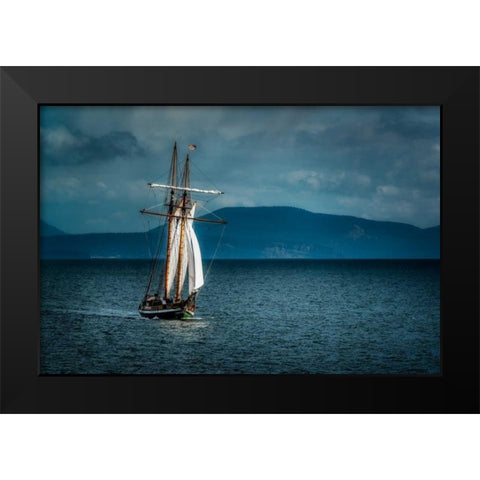 Sailing Away Black Modern Wood Framed Art Print by Kostka, Vladimir