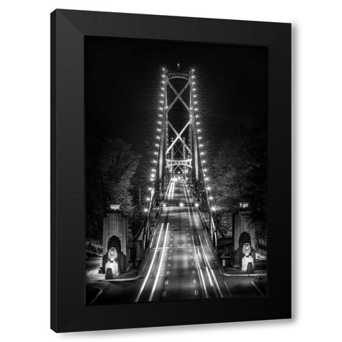 Liongate Bridge Black Modern Wood Framed Art Print by Kostka, Vladimir