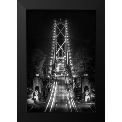 Liongate Bridge Black Modern Wood Framed Art Print by Kostka, Vladimir