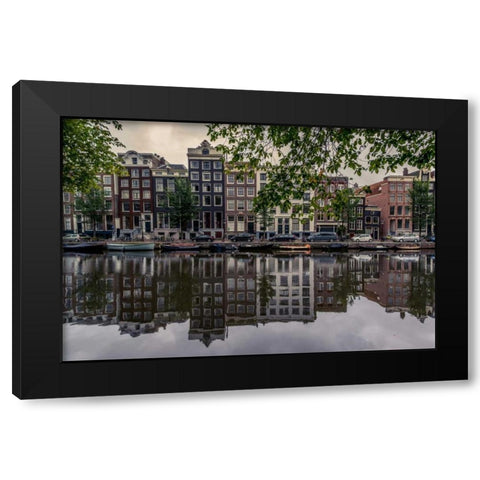 Amsterdam Reflections Black Modern Wood Framed Art Print with Double Matting by Kostka, Vladimir