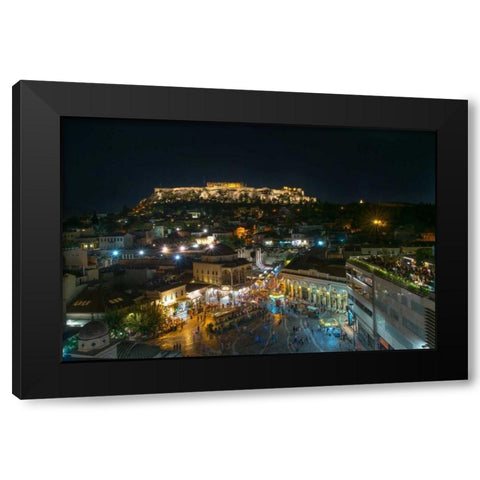 Greece Athens Acropolis Night 2 Black Modern Wood Framed Art Print with Double Matting by Kostka, Vladimir