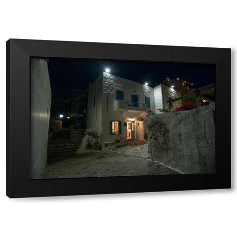 Milos Island House Black Modern Wood Framed Art Print by Kostka, Vladimir