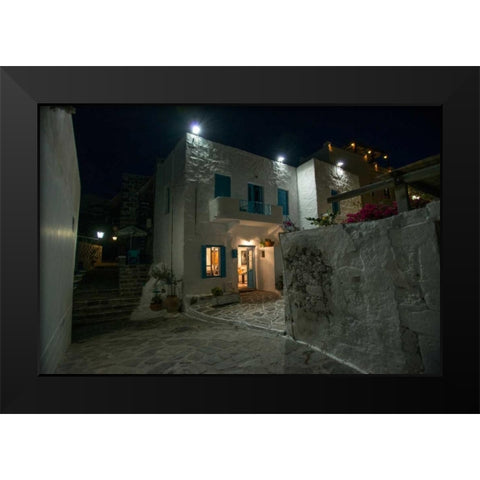 Milos Island House Black Modern Wood Framed Art Print by Kostka, Vladimir