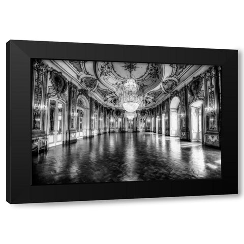 Portugal Palace Black Modern Wood Framed Art Print with Double Matting by Kostka, Vladimir