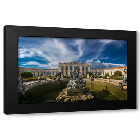 Portugal Palace 3 Black Modern Wood Framed Art Print with Double Matting by Kostka, Vladimir
