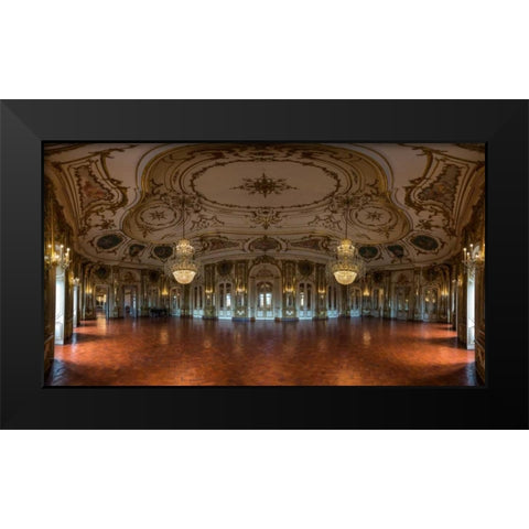 Portugal Palace 5 Black Modern Wood Framed Art Print by Kostka, Vladimir