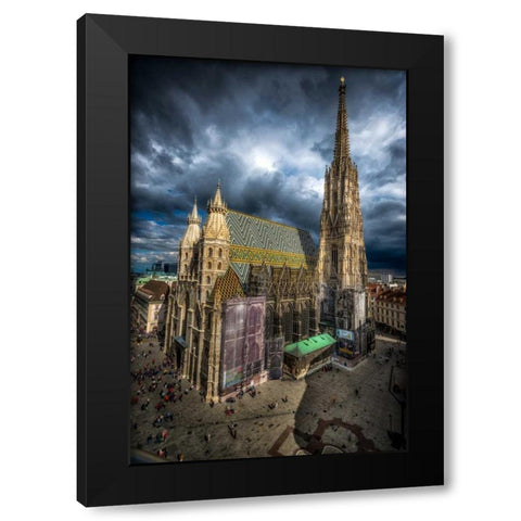 Vienna Cathedral Black Modern Wood Framed Art Print by Kostka, Vladimir