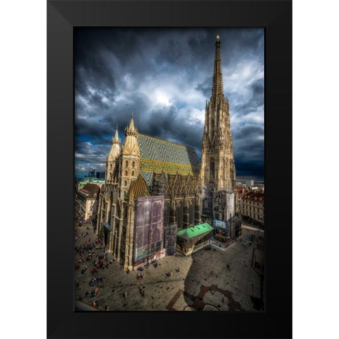 Vienna Cathedral Black Modern Wood Framed Art Print by Kostka, Vladimir