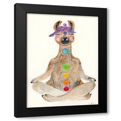 Meditating Llama Black Modern Wood Framed Art Print by Barski, Karen
