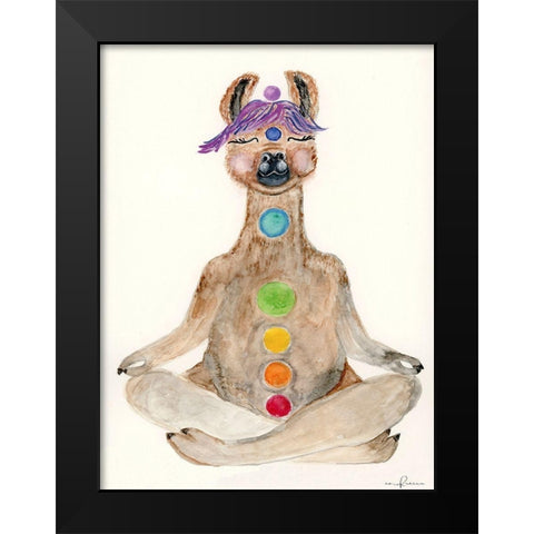Meditating Llama Black Modern Wood Framed Art Print by Barski, Karen