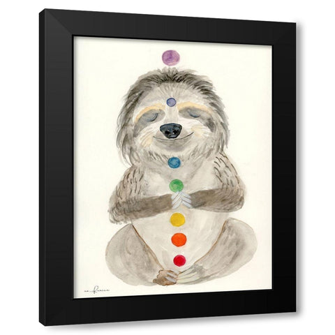 Meditating Sloth 1 Black Modern Wood Framed Art Print with Double Matting by Barski, Karen