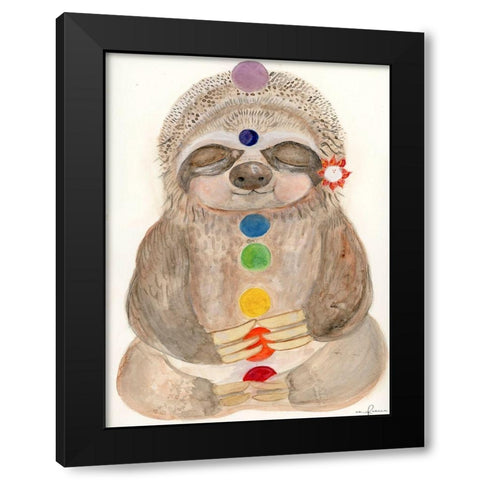 Meditating Sloth 2 Black Modern Wood Framed Art Print with Double Matting by Barski, Karen