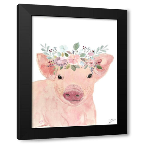 Pretty Pig Black Modern Wood Framed Art Print with Double Matting by Barski, Karen