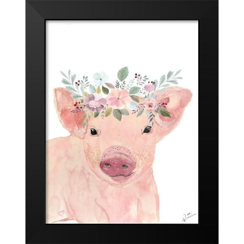 Pretty Pig Black Modern Wood Framed Art Print by Barski, Karen