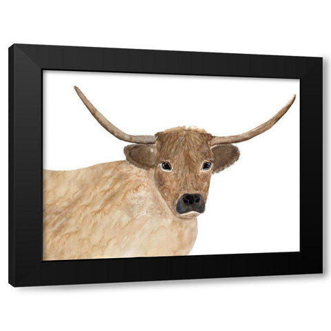 Steer Head 1 Black Modern Wood Framed Art Print by Barski, Karen