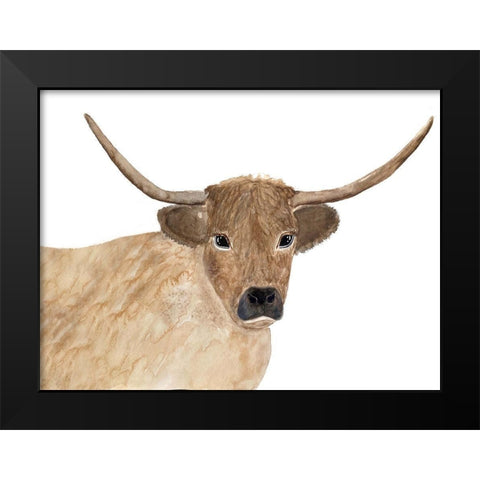 Steer Head 1 Black Modern Wood Framed Art Print by Barski, Karen