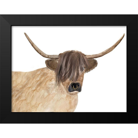 Steer Head Fashion Black Modern Wood Framed Art Print by Barski, Karen