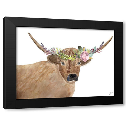 Steer Head Garland Black Modern Wood Framed Art Print by Barski, Karen