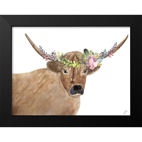 Steer Head Garland Black Modern Wood Framed Art Print by Barski, Karen