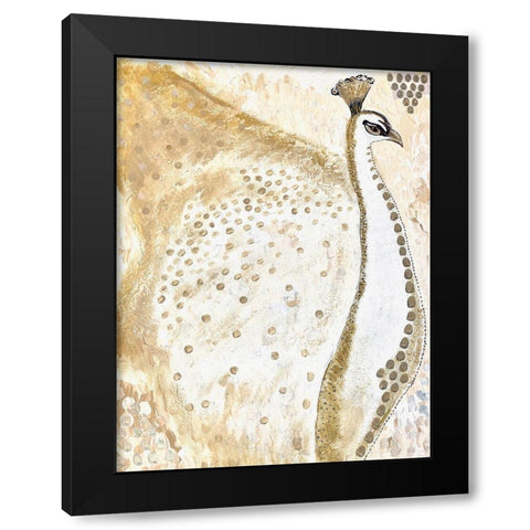 Albino Peacock Gold Black Modern Wood Framed Art Print with Double Matting by Barski, Karen