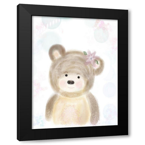 Adorable Bear Black Modern Wood Framed Art Print with Double Matting by Barski, Karen