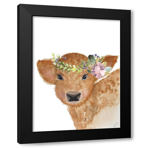 Young Calf Black Modern Wood Framed Art Print by Barski, Karen