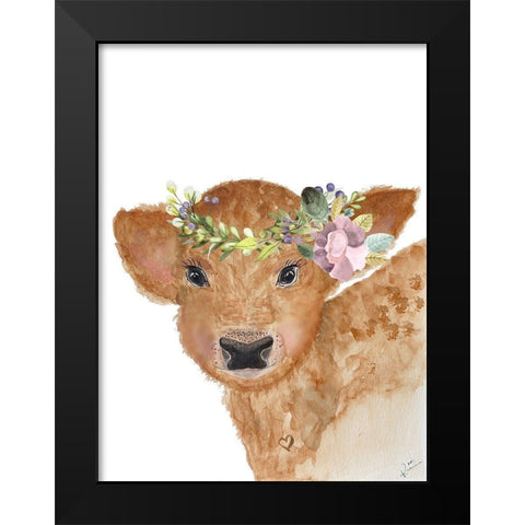 Young Calf Black Modern Wood Framed Art Print by Barski, Karen