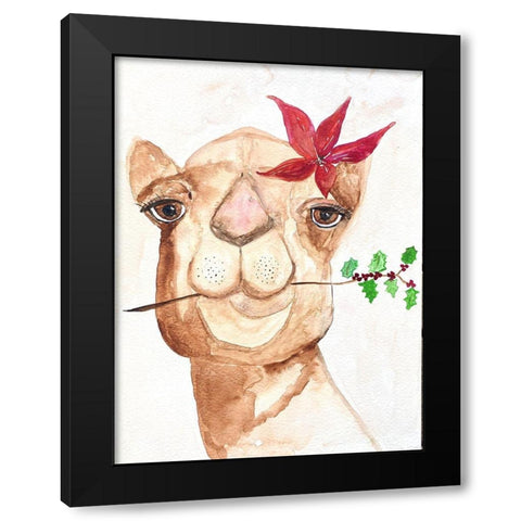 Xmas Camel Black Modern Wood Framed Art Print by Barski, Karen