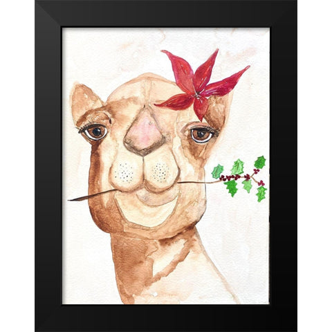 Xmas Camel Black Modern Wood Framed Art Print by Barski, Karen