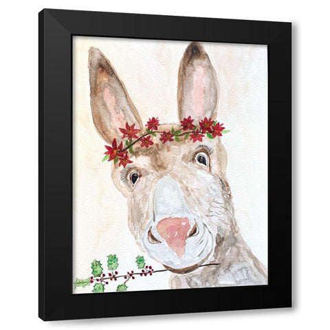 Xmas Donkey Black Modern Wood Framed Art Print by Barski, Karen