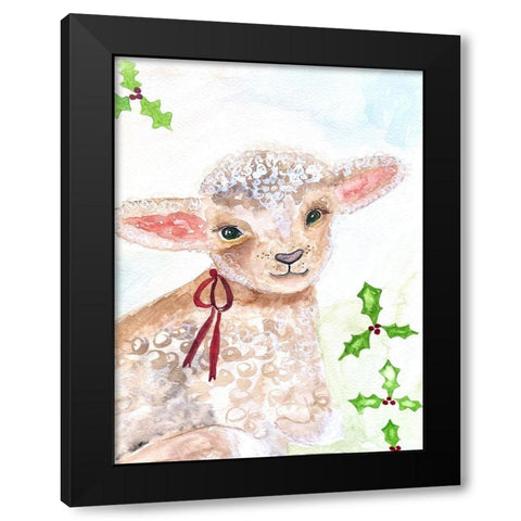 Xmas Lamb Black Modern Wood Framed Art Print by Barski, Karen