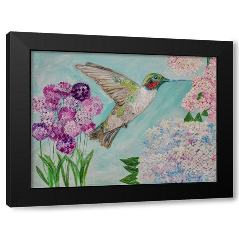 Feeding Spring Friend Black Modern Wood Framed Art Print by Barski, Karen