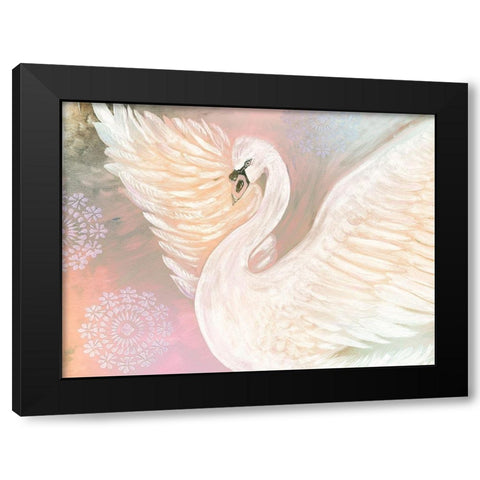 Pastel Swan With Mandala Black Modern Wood Framed Art Print with Double Matting by Barski, Karen