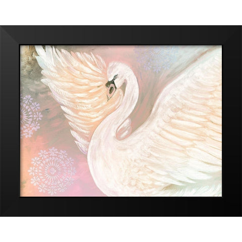 Pastel Swan With Mandala Black Modern Wood Framed Art Print by Barski, Karen