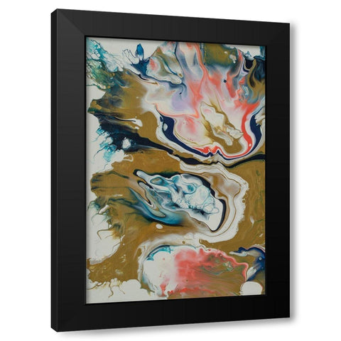 Vibrant Swirls Split 1 Black Modern Wood Framed Art Print by Barski, Karen