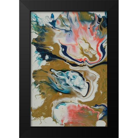 Vibrant Swirls Split 1 Black Modern Wood Framed Art Print by Barski, Karen