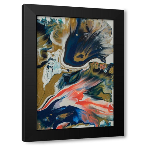 Vibrant Swirls Split 2 Black Modern Wood Framed Art Print by Barski, Karen