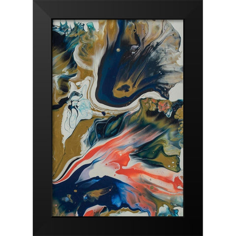 Vibrant Swirls Split 2 Black Modern Wood Framed Art Print by Barski, Karen