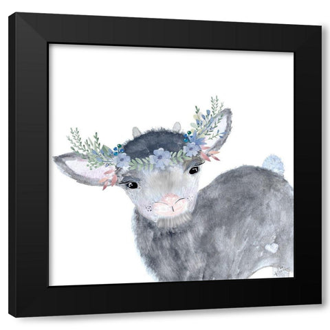 Festive Lamb Black Modern Wood Framed Art Print by Barski, Karen